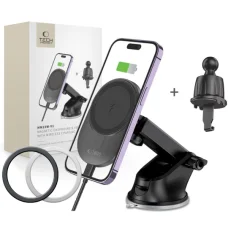 Tech-Protect Műszerfalra és Szellőzőre Szerelhető Vezeték Nélküli MagSafe-es Autós Töltő 15W fekete