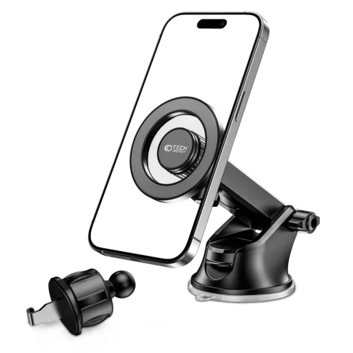 Tech-Protect N51 Műszerfalra és Szellőzőre Szerelhető MagSafe-es Autós Tartó fekete - 2