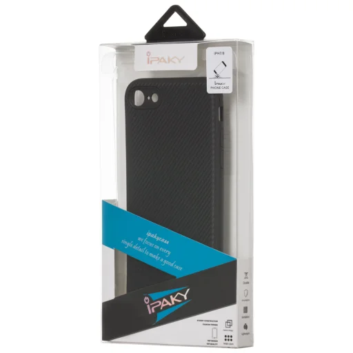 iPaky Carbon Fiber flexibilis TPU tok iPhone 7/8 szürke - 3