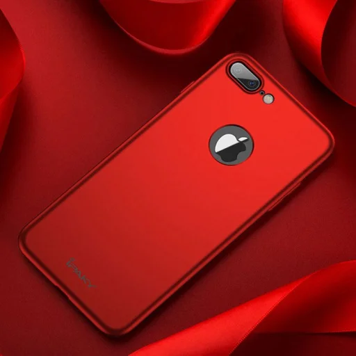 iPaky 360 fokos védelmet biztosító tok + kijelzővédő üvegfólia iPhone 7/8 piros - 8