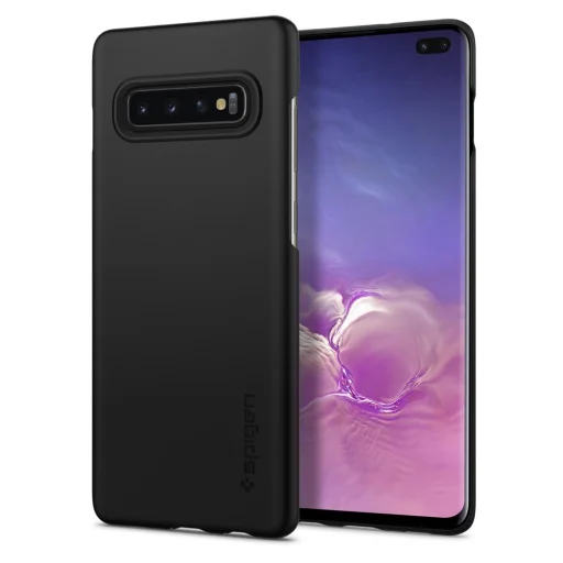 Spigen Thin Fit ultravékony tok Samsung S10 Plus fekete színben - 1