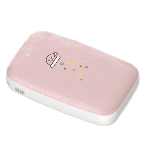 Baseus Mini Q powerbank 10000 mAh USB/USB-C/micro-USB pink kézmelegítő - 13