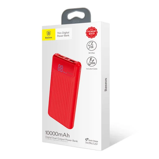 Baseus 10000 mAh powerbank QC3.0 digitális kijelzővel piros (PPYZ-C09) - 7