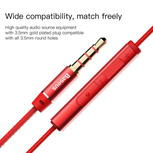 Baseus H06 Encok lateral fülhallgató piros 3.5mm jack - 5