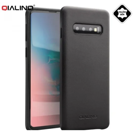 Qialino valódi bőr Samsung S10 tok fekete (86425) - 1