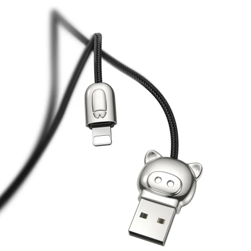 Baseus Three Little Pigs USB - micro USB/USB Type-C/Lightning nylon harisnyázott kábel fekete - 6