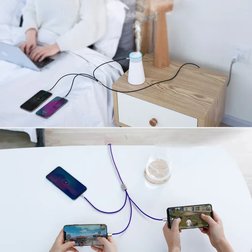 Baseus Three Little Pigs USB - micro USB/USB Type-C/Lightning nylon harisnyázott kábel fekete - 4