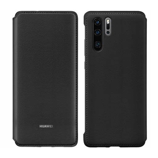 Huawei Wallet Cover Bookcase gyári flip tok Huawei P30 Pro fekete - 1
