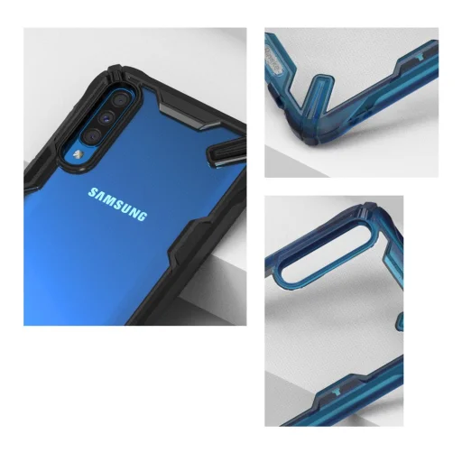 Samsung A50 Ringke Fusion X PC tok TPU kerettel kék színben - 8