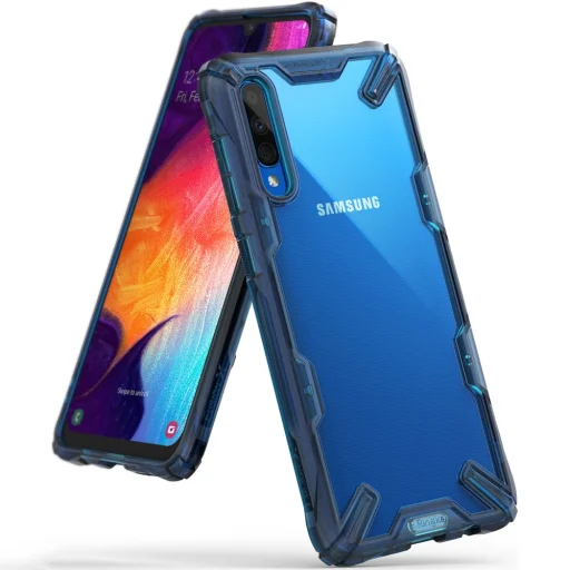 Samsung A50 Ringke Fusion X PC tok TPU kerettel kék színben - 1