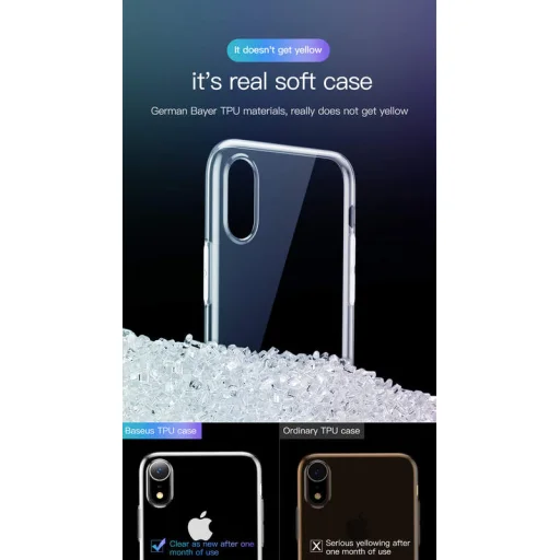 Baseus Simplicity flexibilis TPU tok iPhone XR átlátszó - 3