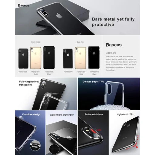 Baseus Simplicity flexibilis TPU tok iPhone XR áttetsző arany - 9