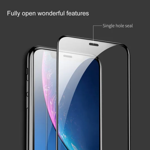 Baseus Arc T-Glass 0.3 mm kijelzővédő üvegfólia iPhone XR/ iPhone 11 fekete kerettel - 8