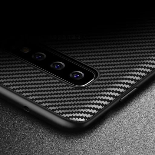 iPaky Carbon Fiber flexibilis TPU tok Samsung S10 Plus fekete - 6