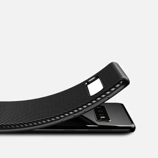iPaky Carbon Fiber flexibilis TPU tok Samsung S10 Plus fekete - 7