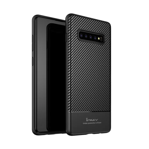 iPaky Carbon Fiber flexibilis TPU tok Samsung S10 Plus fekete - 1