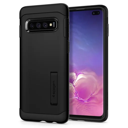 Spigen Slim armor tok Samsung S10 Plus fekete színben - 1