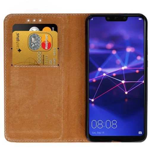 Valódi bőr fliptok Huawei Mate 20 Lite barna - 3