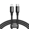 Baseus Yiven Nylon harisnyázott USB-Type C/ Lightning kábel 2A 2m fekete thumbnail