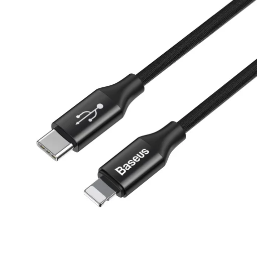 Baseus Yiven Nylon harisnyázott USB-Type C/ Lightning kábel 2A 2m fekete - 3