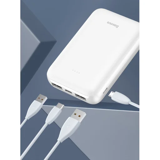 Baseus Mini JA powerbank 10000 mAh USB/USB-C/ micro USB 2.1A fehér - 1