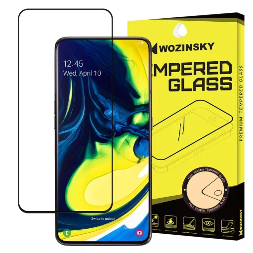 Wozinsky 9H kijelzővédő üvegfólia fekete kerettel Samsung Galaxy A80 - 1