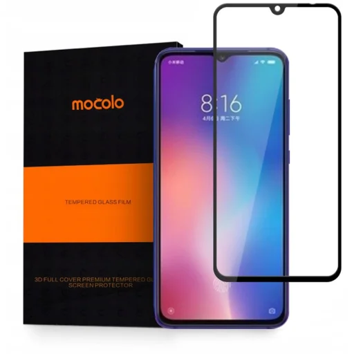 Mocolo kijelzővédő 9H üvegfólia Xiaomi Mi 9 fekete - 1