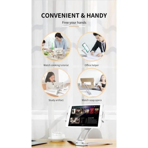 ROCK Univerzális telefon és tablet állvány ezüst színben - 4