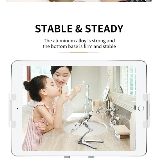 ROCK Univerzális telefon és tablet állvány ezüst színben - 5