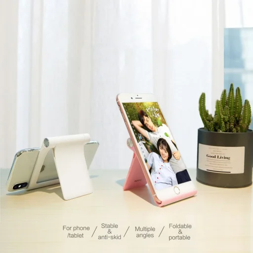 ROCK Univerzális telefon és tablet állvány pink színben - 3