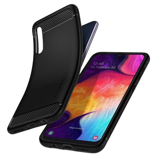 Samsung A50 Spigen Rugged Armor tok matt fekete - 5
