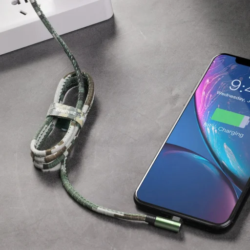 Baseus terepmintás 90 fokban döntött Lightning - USB kábel 2.4A 1m zöld - 11