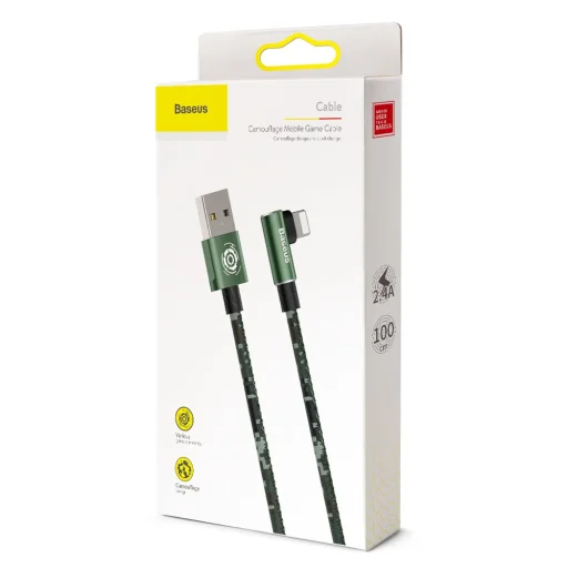Baseus terepmintás 90 fokban döntött Lightning - USB kábel 2.4A 1m zöld - 19