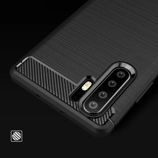 iPaky Slim Carbon Fiber flexibilis TPU tok Huawei P30 Lite kék - 3