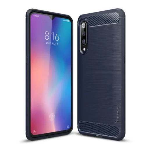 iPaky Slim Carbon Fiber flexibilis TPU tok Xiaomi Mi 9 kék - 1