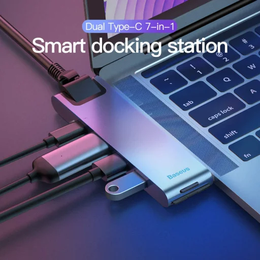 Baseus 7in1 Thunderbolt type C+Pro HUB dokkoló állomás szürke - 2