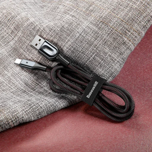 Baseus X-type USB-Type C kábel fény visszajelzéssel 3A/1m fekete - 6