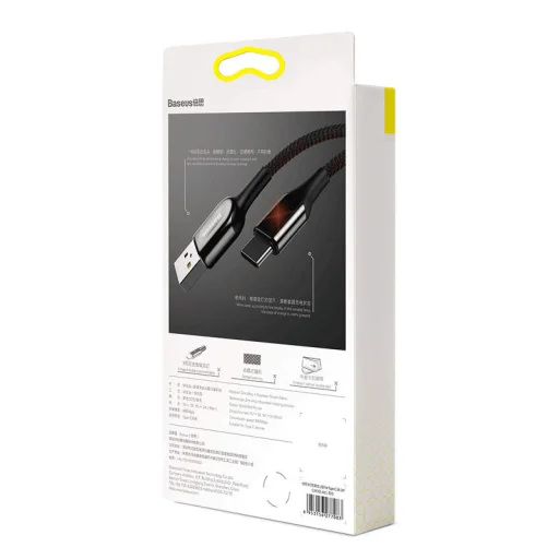 Baseus X-type USB-Type C kábel fény visszajelzéssel 3A/1m fekete - 8