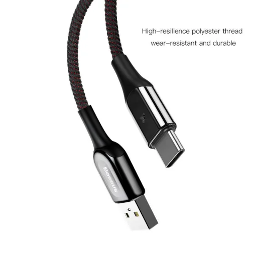 Baseus X-type USB-Type C kábel fény visszajelzéssel 3A/1m fekete - 2