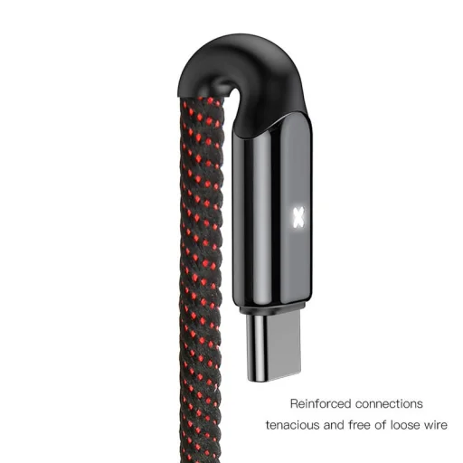 Baseus X-type USB-Type C kábel fény visszajelzéssel 3A/1m fekete - 4