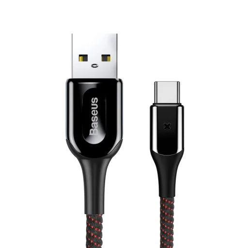 Baseus X-type USB-Type C kábel fény visszajelzéssel 3A/1m fekete - 1