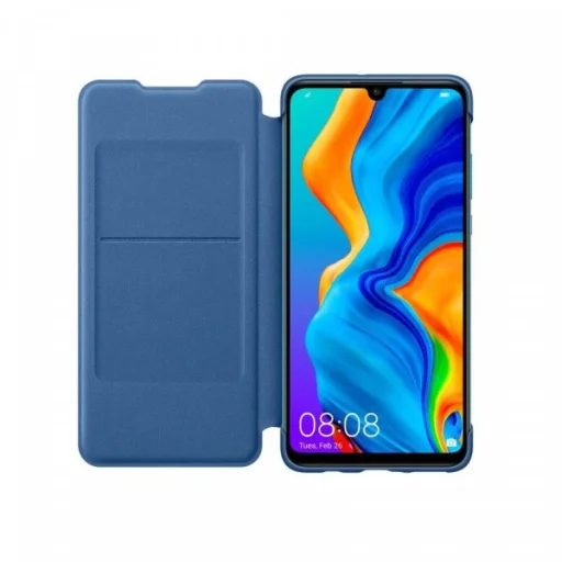 Huawei Wallet Cover Bookcase gyári fekete flip tok Huawei P30 Lite kék - 4