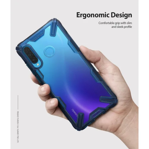 Ringke Fusion X PC tok TPU kerettel Huawei P30 Lite kék színben - 3