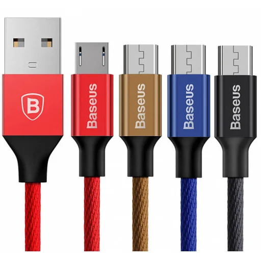 Baseus Yiven Nylon harisnyázott Micro-USB kábel 2A 1m kávé színben - 2