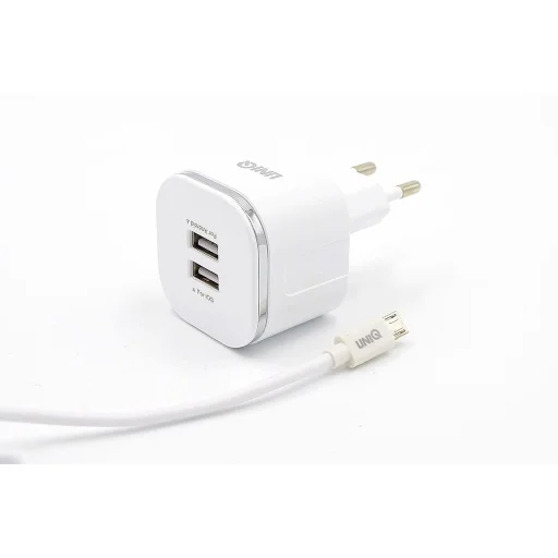 UNIQ Dual Port 2.4A hálózati, USB fali töltő adapter Micro-USB fehér - 2