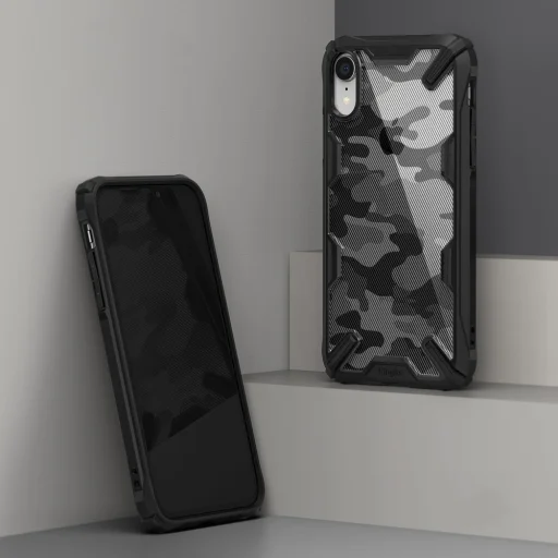 Ringke Fusion X PC tok TPU kerettel iPhone XR fekete terepmintás színben - 7