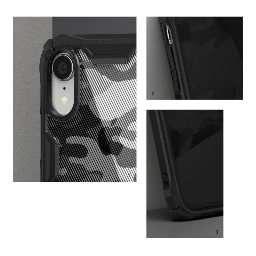 Ringke Fusion X PC tok TPU kerettel iPhone XR fekete terepmintás színben - 9