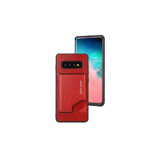 Pierre Cardin bőr tok kártyatartóval Samsung S10 Plus piros - 1