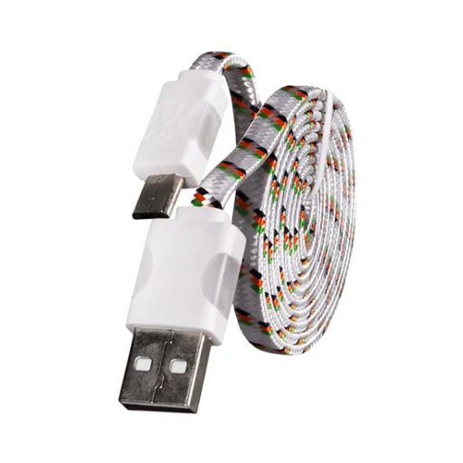 Micro USB harisnyázott kábel LED világítással 1m fehér - 1