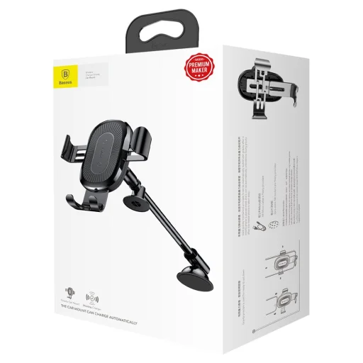 Baseus Gravity vezeték nélküli autós Qi gyorstöltő és telefontartó flexibilis karral fekete - 12